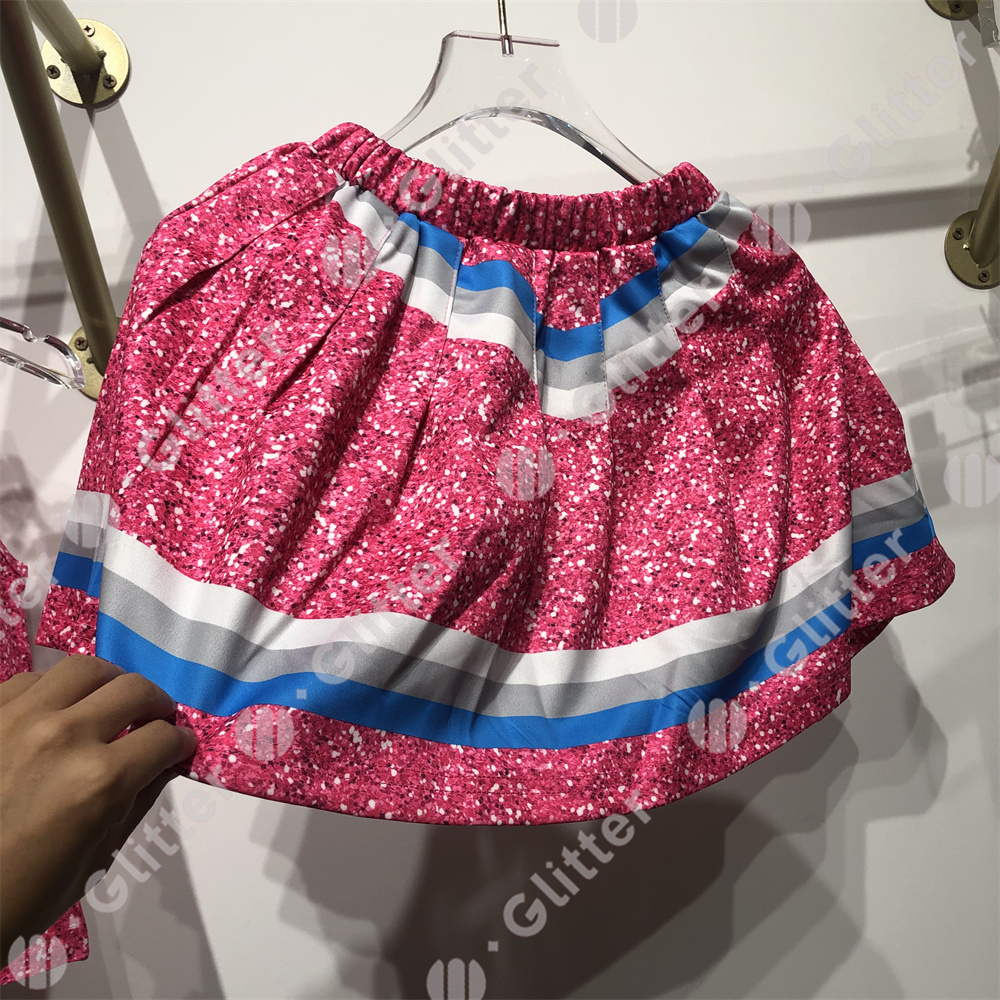 Phim barbie dress cho trẻ em cô gái barbie màu hồng tím cổ vũ trang phục khiêu vũ không tay váy trên cùng 2 cái bộ