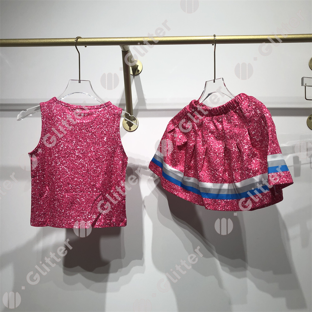 Phim barbie dress cho trẻ em cô gái barbie màu hồng tím cổ vũ trang phục khiêu vũ không tay váy trên cùng 2 cái bộ