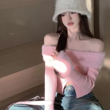 Áo Len Dài Tay Thiết Kế Mới Thời Trang Dành Cho Mùa Thu Đông áo trễ vai len