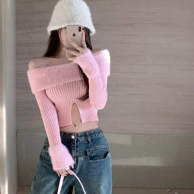Áo Len Dài Tay Thiết Kế Mới Thời Trang Dành Cho Mùa Thu Đông áo trễ vai len