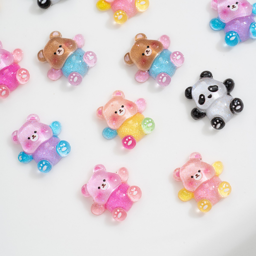 50 Phụ kiện trang trí móng tay nghệ thuật ROU BAO hình gấu trúc dễ thương DIY