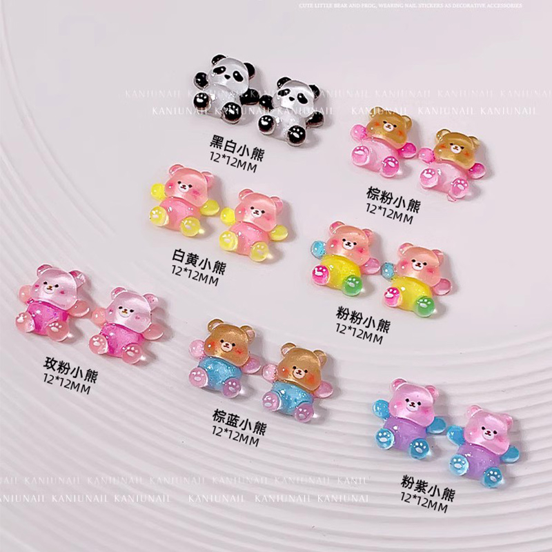 50 Phụ kiện trang trí móng tay nghệ thuật ROU BAO hình gấu trúc dễ thương DIY