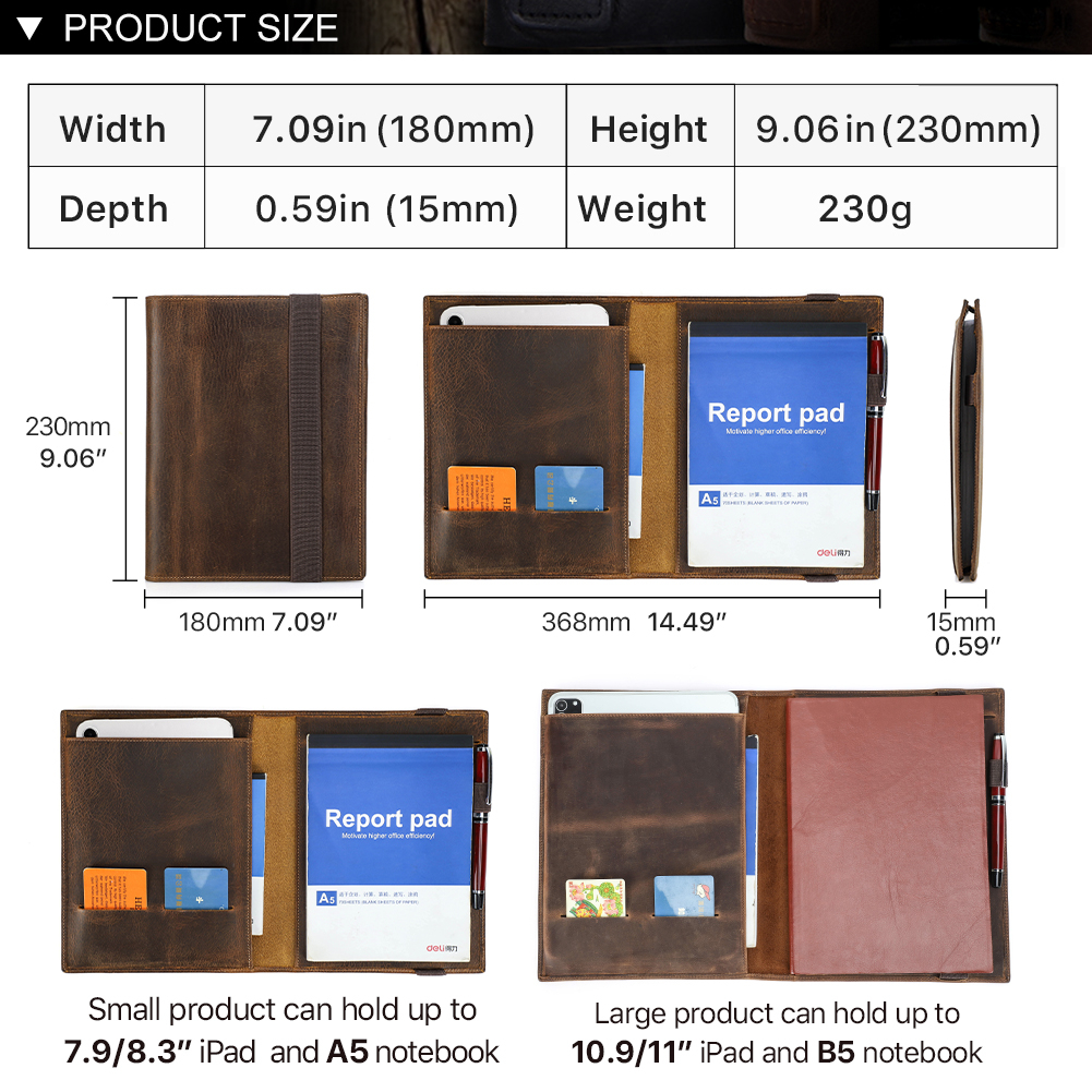 Hiram Bao Da Đựng Máy Tính Bảng ipad a5 / b5 Phong Cách Doanh Nhân Sang Trọng