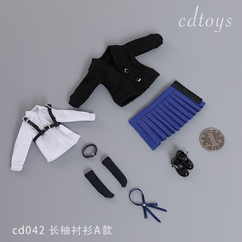 Cdtoys Bộ Áo Sơ Mi Tay Dài / Chân Váy / Giày Ngắn Cho Mô Hình Nữ 6 '' cd042 Tỉ Lệ 1 / 12