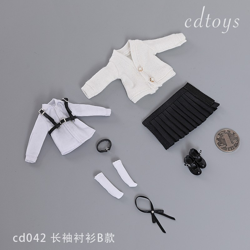 Cdtoys Bộ Áo Sơ Mi Tay Dài / Chân Váy / Giày Ngắn Cho Mô Hình Nữ 6 '' cd042 Tỉ Lệ 1 / 12
