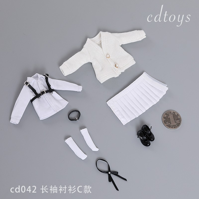 Cdtoys Bộ Áo Sơ Mi Tay Dài / Chân Váy / Giày Ngắn Cho Mô Hình Nữ 6 '' cd042 Tỉ Lệ 1 / 12