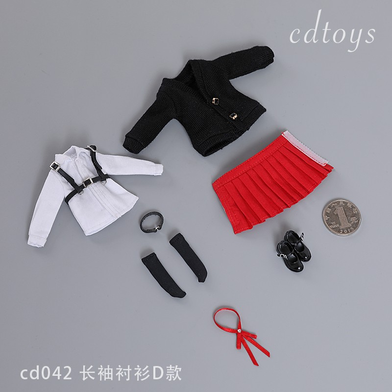 Cdtoys Bộ Áo Sơ Mi Tay Dài / Chân Váy / Giày Ngắn Cho Mô Hình Nữ 6 '' cd042 Tỉ Lệ 1 / 12
