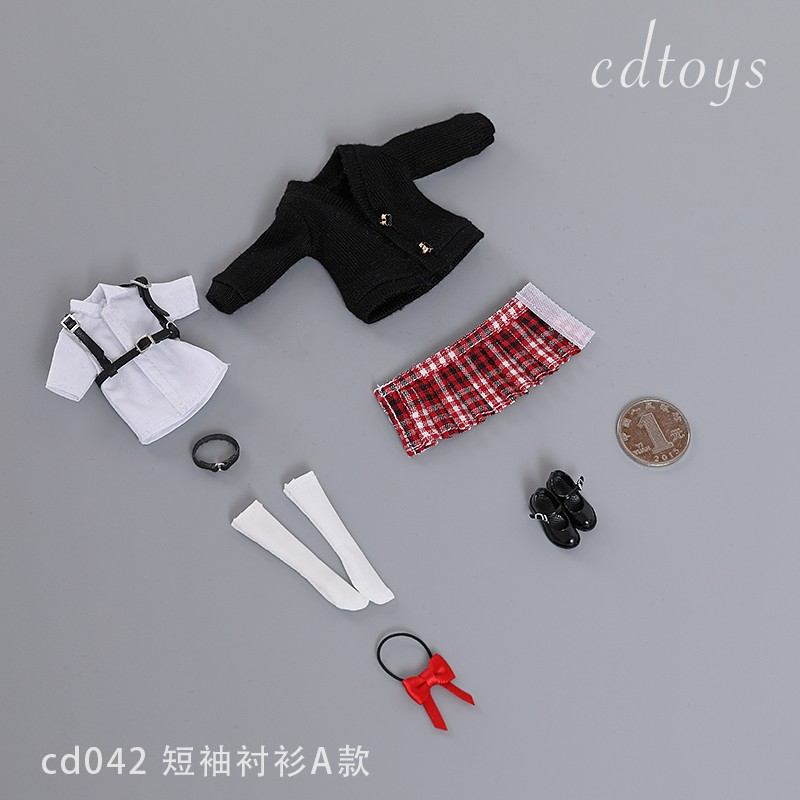 Cdtoys Bộ Áo Sơ Mi Tay Dài / Chân Váy / Giày Ngắn Cho Mô Hình Nữ 6 '' cd042 Tỉ Lệ 1 / 12