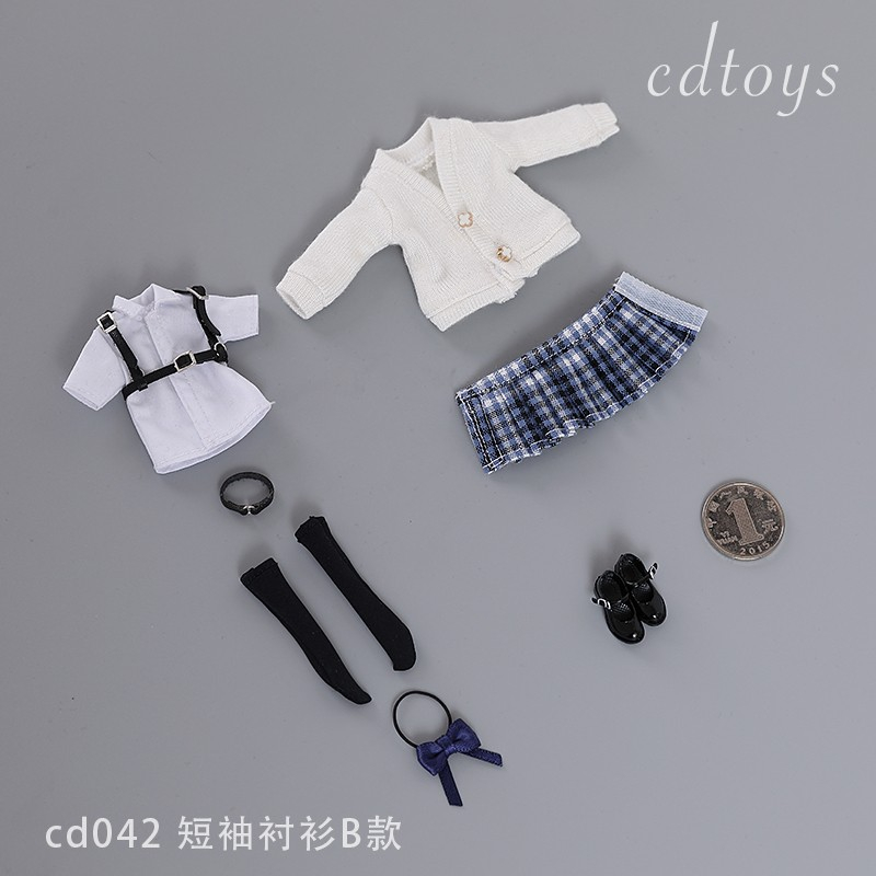 Cdtoys Bộ Áo Sơ Mi Tay Dài / Chân Váy / Giày Ngắn Cho Mô Hình Nữ 6 '' cd042 Tỉ Lệ 1 / 12