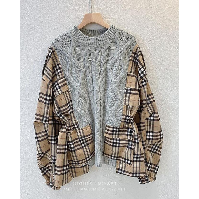Mới Áo sweater Nữ Tay Dài In Chữ Burbe-rry