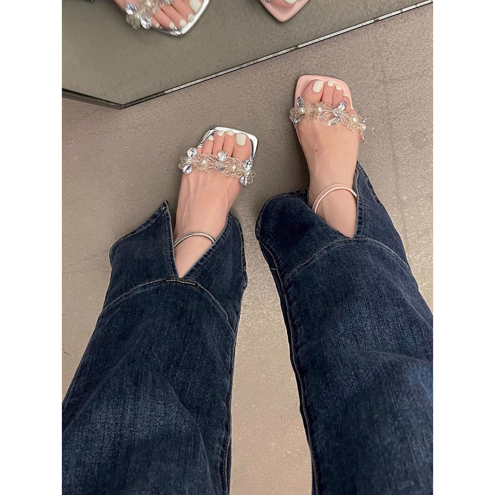 CHUJIE giày cao gót nữ đế cao sandal đi chơi cao gót mũi hở 2024NEW mẫu mới B94G0LC 34Z230821