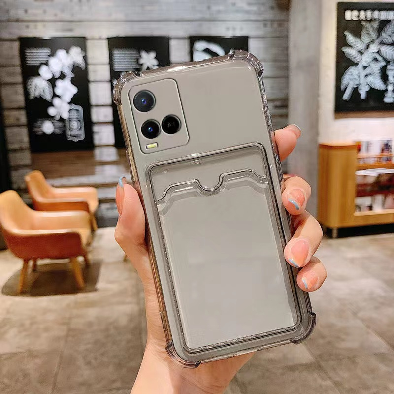 Ốp lưng trong suốt có ví đựng thẻ ảnh cho VIVO V23 5G Y21 Y21s Y21T Y21A Y53s Y33s Y33T Y20g Y20i Y20s Y20 Y17 Y15s Y15a Y15 Y12 Y12s Y12a Y11s Y11s Y11 5G 4G 2022