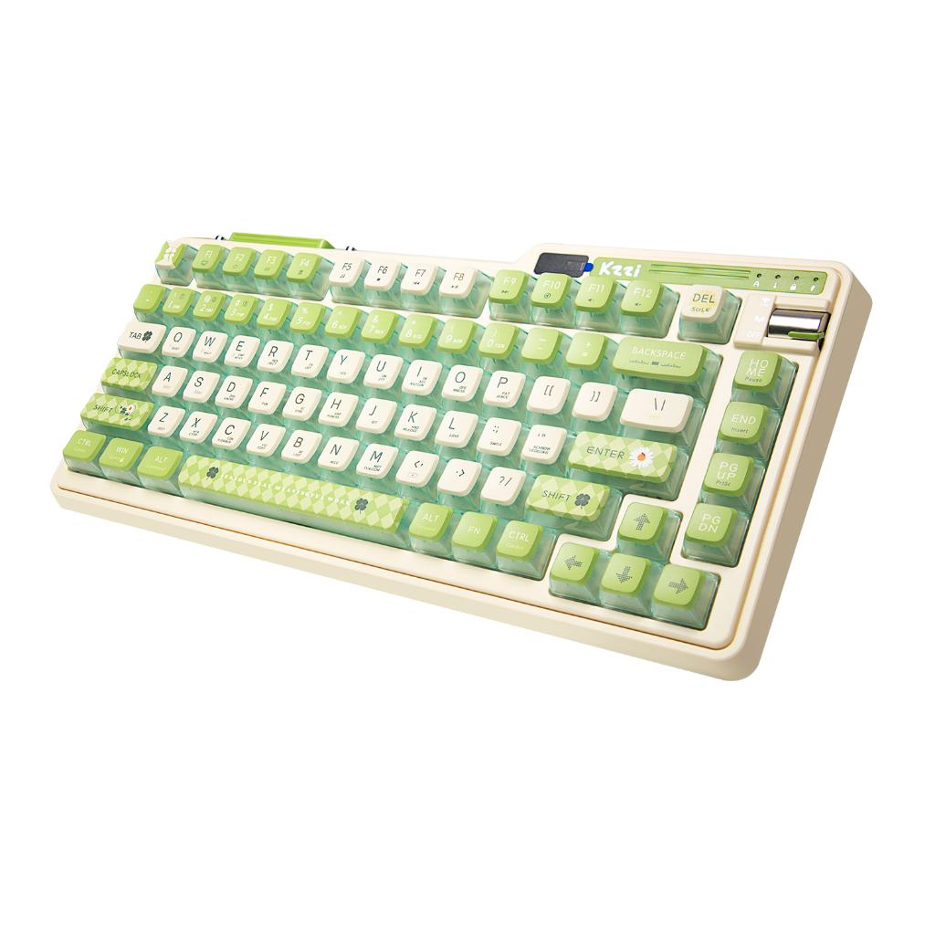 Kzzi Bàn Phím Cơ gaming kezhi k75 pro + 80% Màu Vàng / Bạc Họa Tiết Trái Chanh