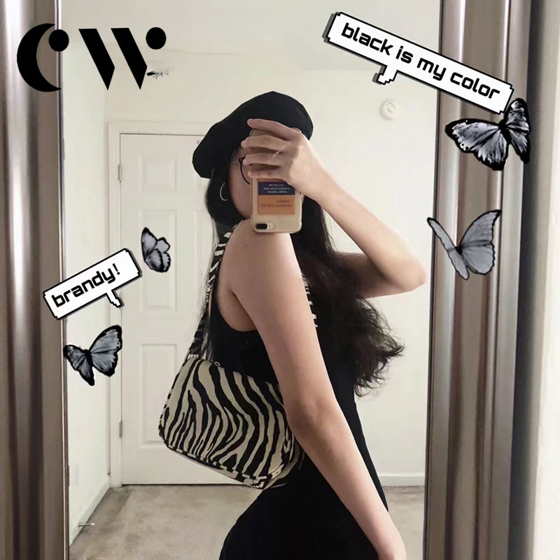 CYRUS WORLD Túi Đeo Chéo Vai Bằng Vải Thời Trang Mùa Thu Dễ Phối Đồ Cho Nữ Túi xách nữ họa tiết bò sữa sinh viên đại học dung tích lớn dễ thương thiết kế thích hợp họa tiết ngựa vằn đi làm túi đeo nách một bên vai hợp thời trang