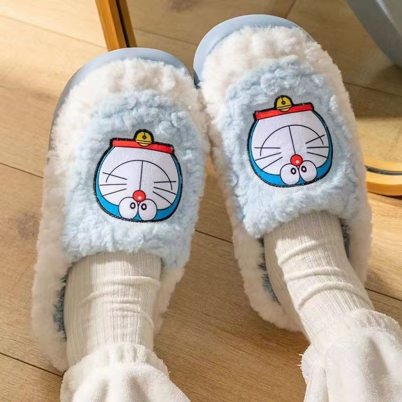 Dép Bông Đi Trong Nhà Mùa Thu Đông Phong Cách doraemon 2023 Dễ Thương Dày Dặn Ấm Áp