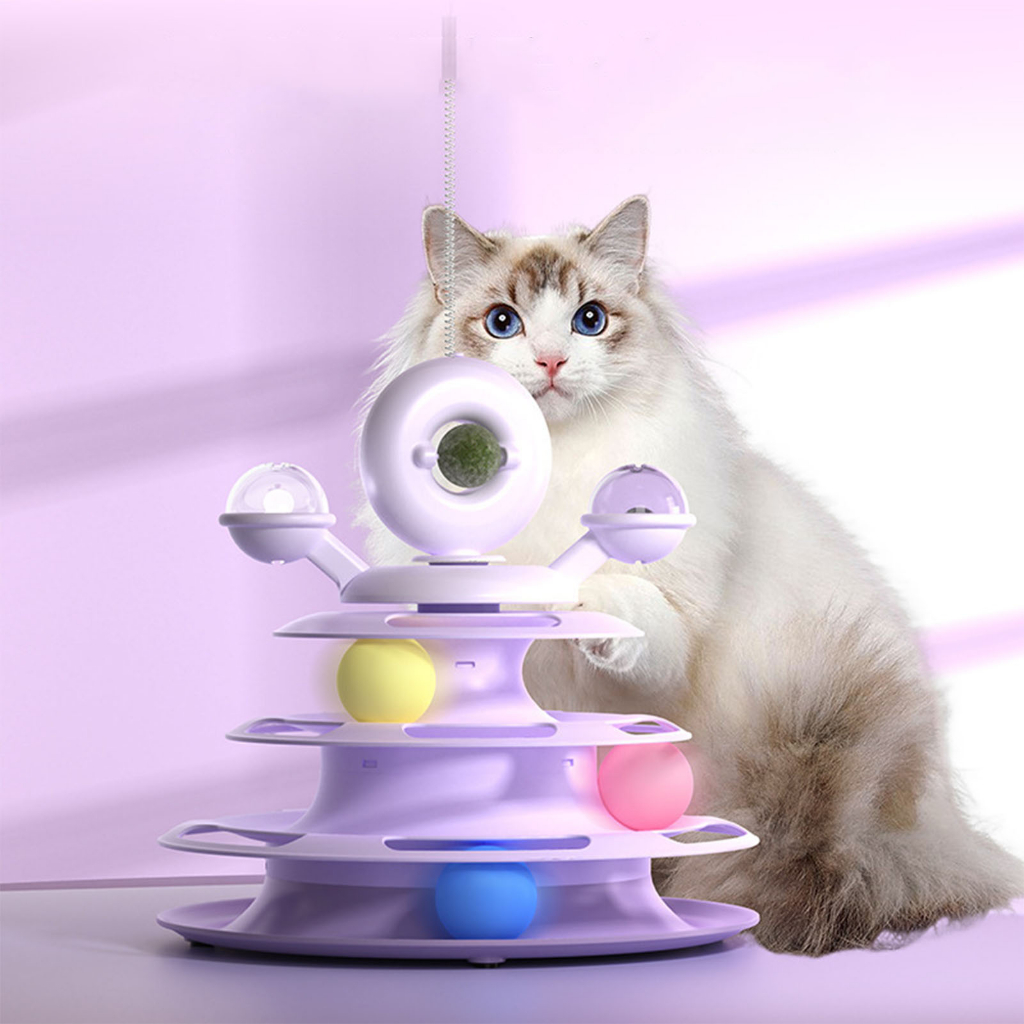 ☛ Đồ Chơi Tháp Banh Alien Kèm Catnip + Cây Lông Vũ Cho Mèo