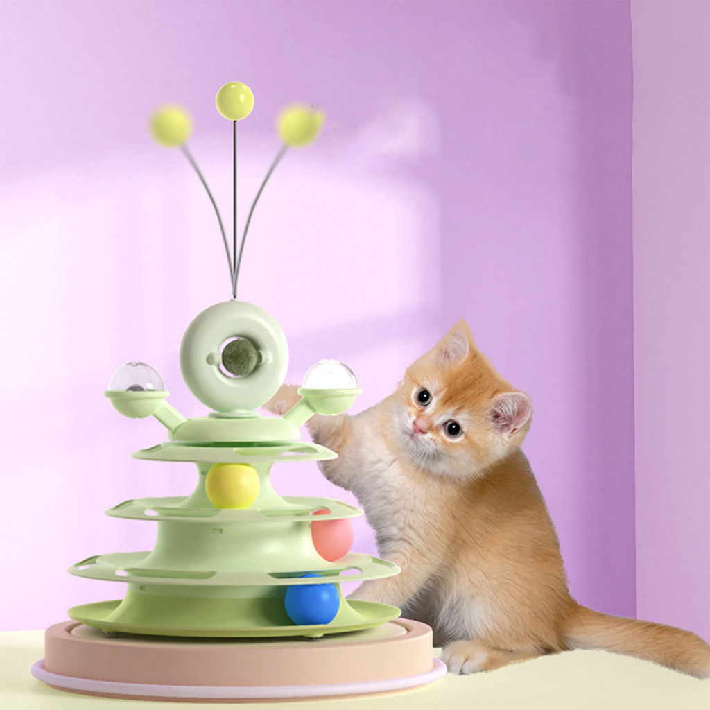 ☛ Đồ Chơi Tháp Banh Alien Kèm Catnip + Cây Lông Vũ Cho Mèo