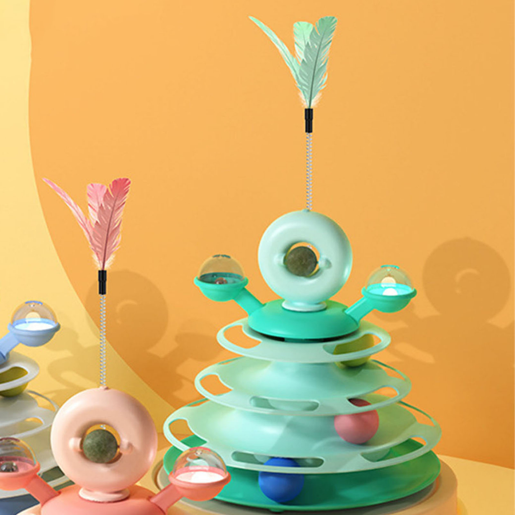 ☛ Đồ Chơi Tháp Banh Alien Kèm Catnip + Cây Lông Vũ Cho Mèo