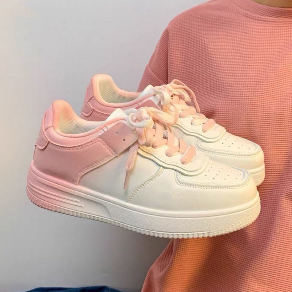 Giày Thể Thao Nữ Đi Học Độn Đế Trắng Học Sinh Chạy Bộ Bình Thường Mang Ở Nhà Bên Ngoài TTN023