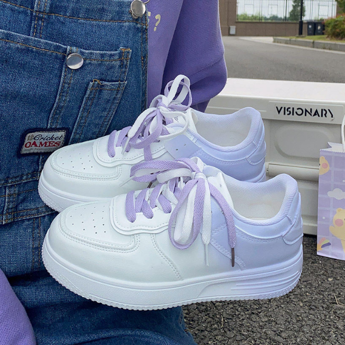 Giày Thể Thao Nữ Đi Học Độn Đế Trắng Học Sinh Chạy Bộ Bình Thường Mang Ở Nhà Bên Ngoài TTN023