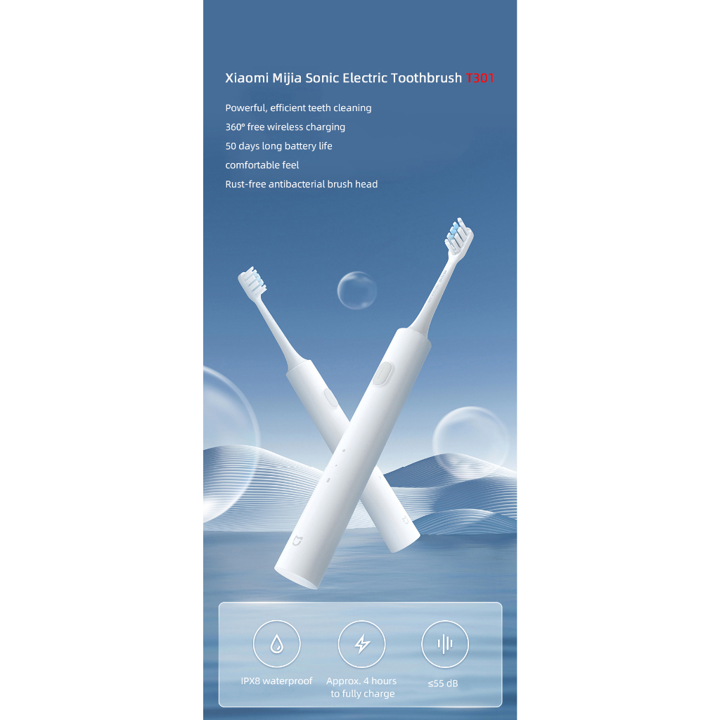 Xiaomi mijia t301 Bàn Chải Đánh Răng Điện sonic Sạc usb Chống Thấm Nước Cho Người Lớn