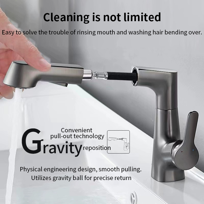 Vòi nước nóng lạnh Xinkunlong dây rút dài 60cm 2 chế độ xả gắn lavabo