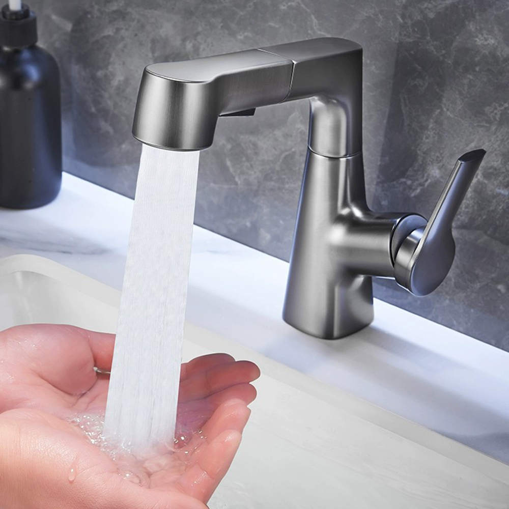 Vòi nước nóng lạnh Xinkunlong dây rút dài 60cm 2 chế độ xả gắn lavabo