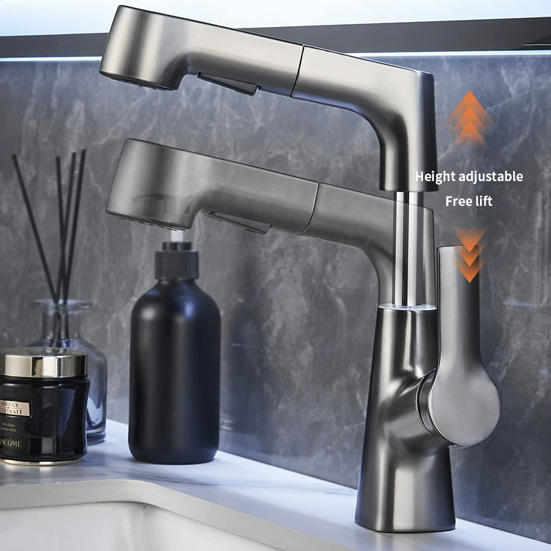 Vòi nước nóng lạnh Xinkunlong dây rút dài 60cm 2 chế độ xả gắn lavabo