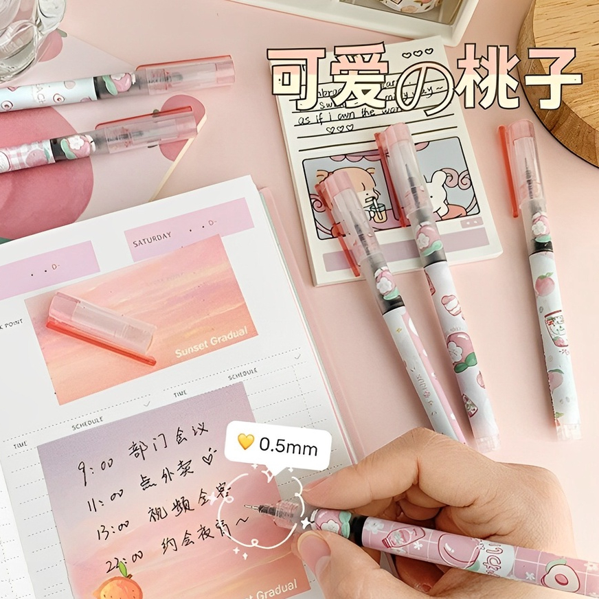 Bút Gel Mực Gel Lỏng Ngòi 0.5 Sợi Carbon Phong Cách Hoạt Hình Dễ Thương Cho Học Sinh