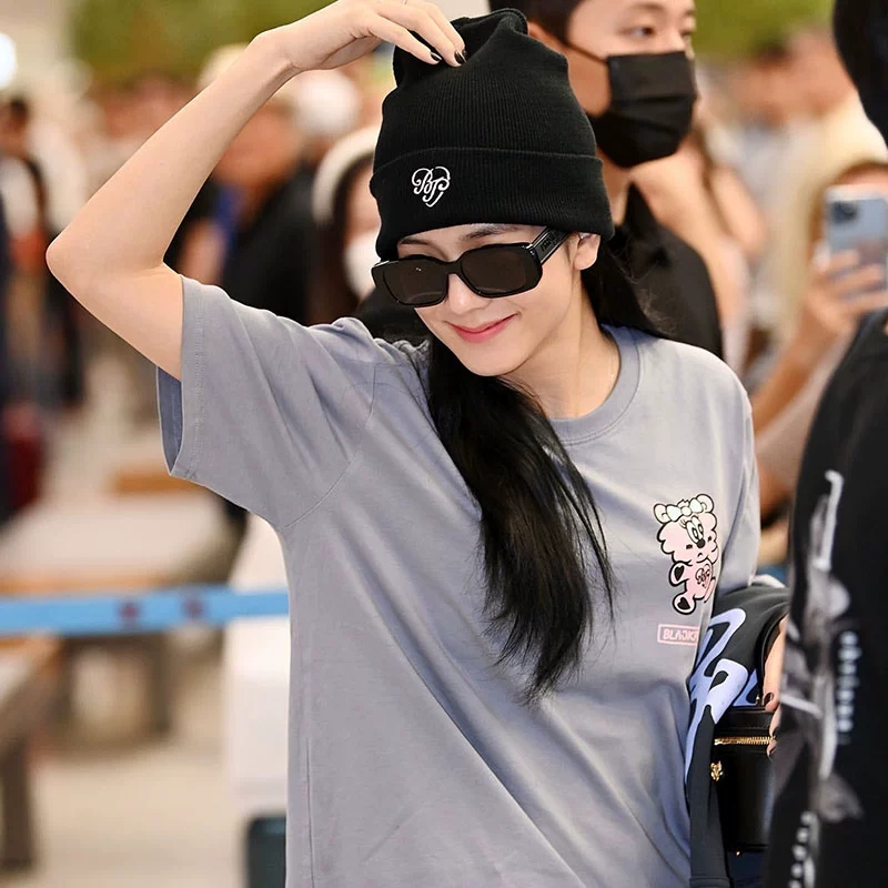 Áo Thun Tay Ngắn Cổ Tròn In Hình blackpink jisoo lisa rose jennie Thời Trang Hàn Quốc Cho Cặp Đôi