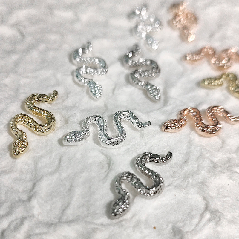 Mới Phụ Kiện Trang Trí Móng Tay Hình Rắn Ba Chiều Bằng Hợp Kim Kim Loại
