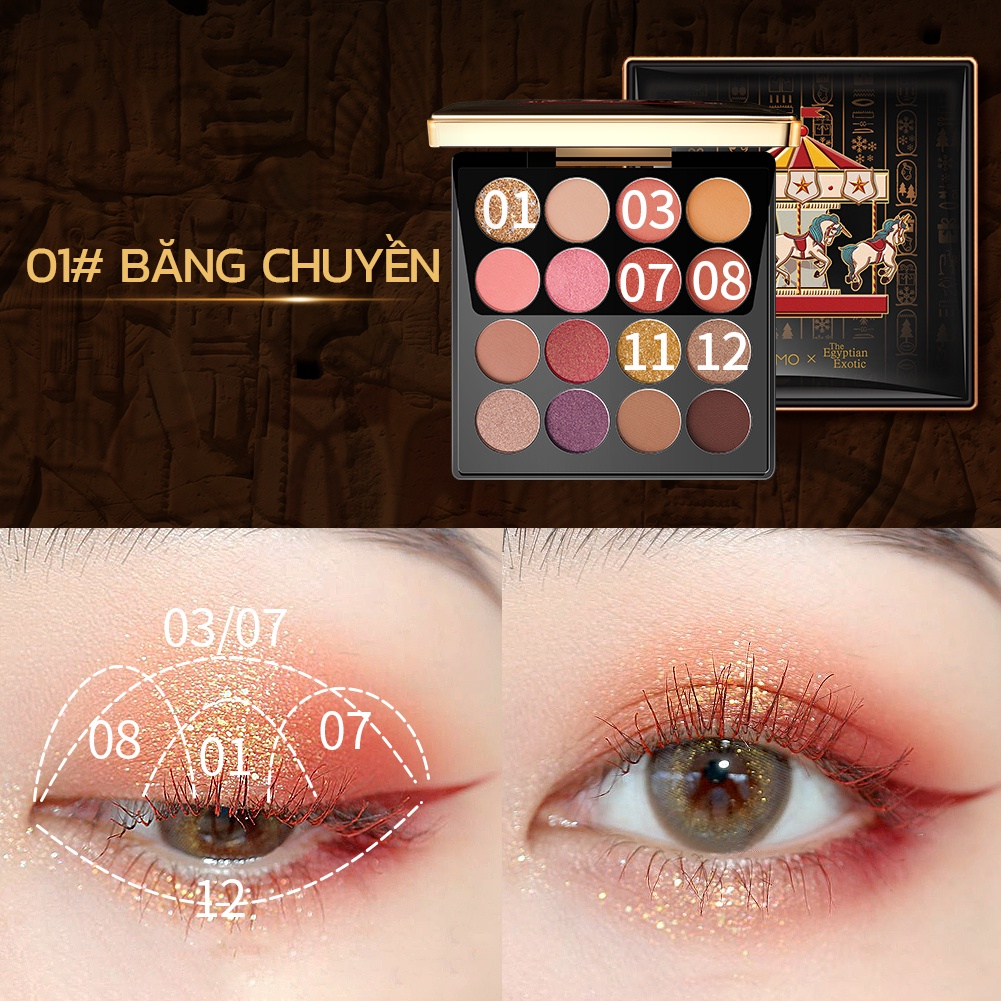 Gecomo Bảng Phấn Mắt 16 Màu Lì Và Ánh Nhũ Phong Cách Ai Cập