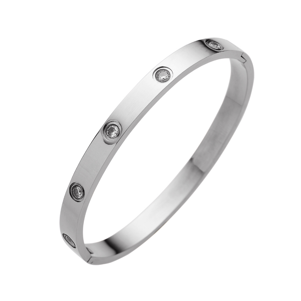 Vòng Tay Hoa Hồng Bằng Thép Titan Đính Kim Cương Sáng Bóng Cao Cấp Thời Trang Đơn Giản s01z5040801