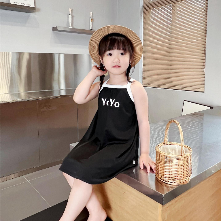 Đầm Ngủ Hai Dây Vải Lụa Mát Phong Cách Công Chúa Cho Bé Gái