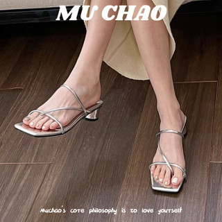 MUCHAO Xăng đan Cao Gót Mũi Vuông Phong Cách Dành Cho Nữ