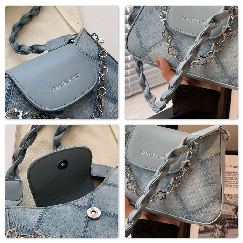 Túi đeo vai nữ thời trang đơn giản dây chuyền kim cương đeo vai nách