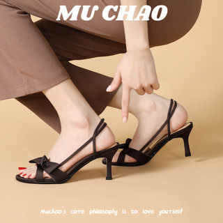Muchao xăng đan cao gót 8cm mũi vuông thời trang dành cho nữ