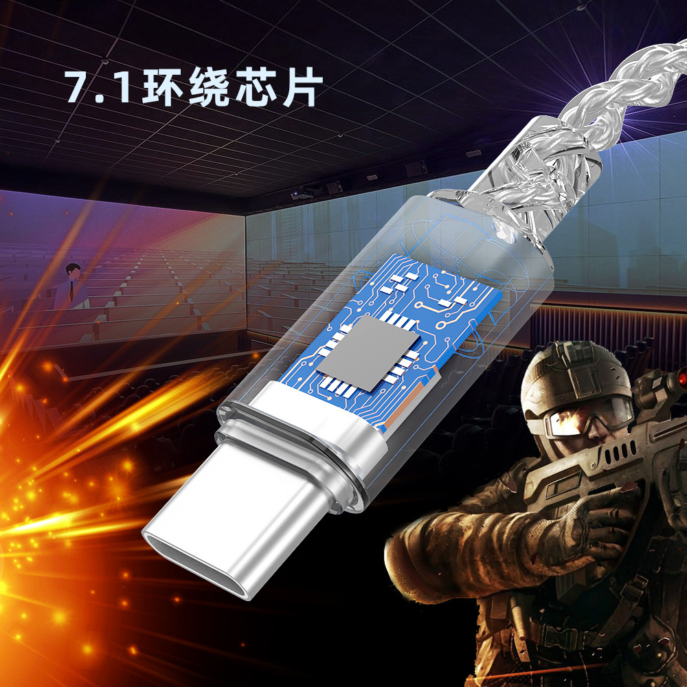 Hifi hd Virus 7.1 Truyền Tín Hiệu Kỹ Thuật Số Loại c Cho Tai Nghe kz zsn pro trn mt1 qkz ak6