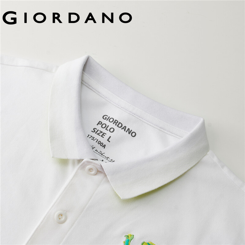 GIORDANO Áo Polo nam tay ngắn thêu sư tử chuyển màu, có sẵn nhiều màu 01011422