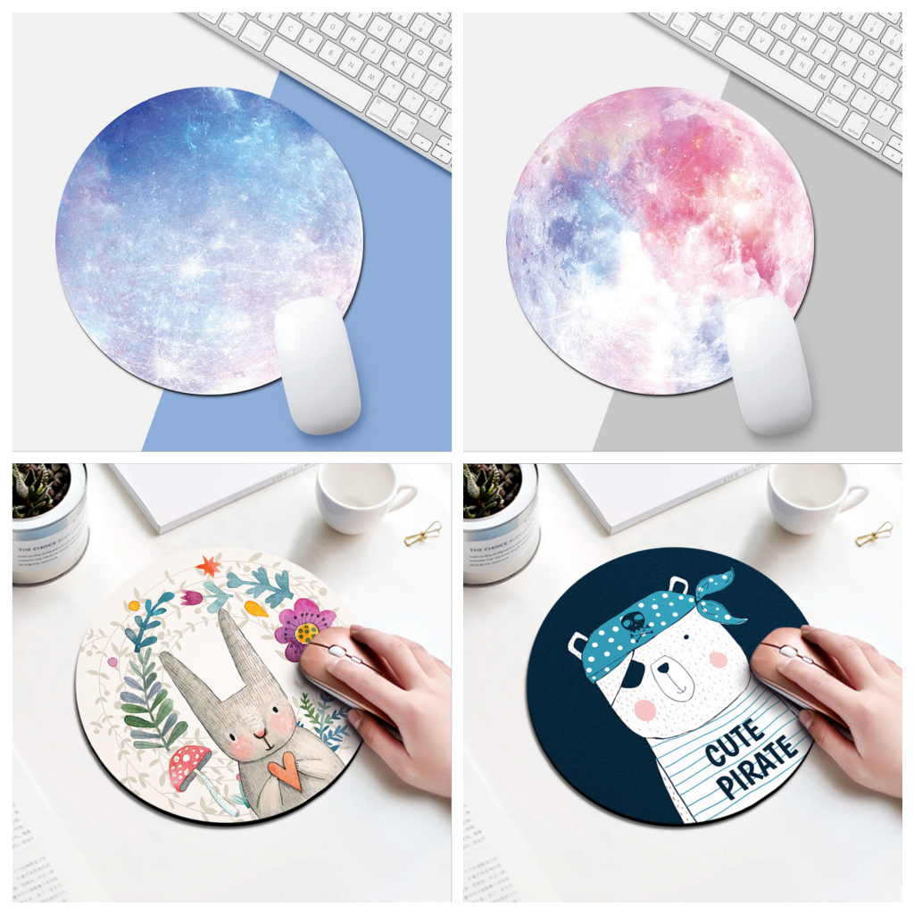 NIXXOS Miếng lót chuột máy tính bằng cao su hình tròn họa tiết hoạt hình dễ thương