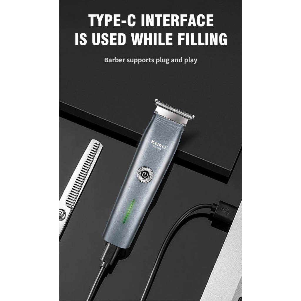 Kemei Tông Đơ Cắt Tóc mini Không Dây Sạc usb Loại c Chuyên Nghiệp Cho Nam