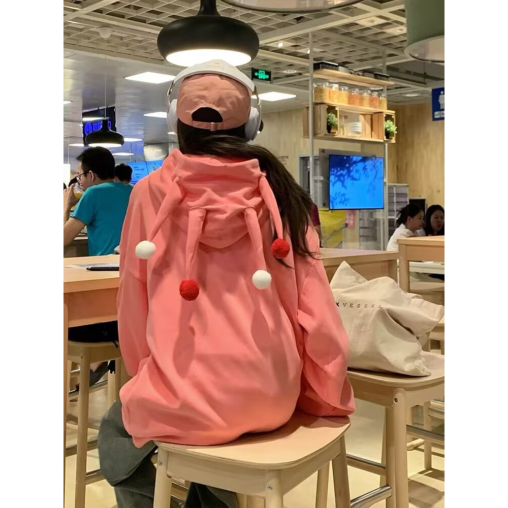 Ruo Bei  Xuan   Áo sweater Có Mũ Trùm In Hình Chú Hề Thiết Kế Mới Thời Trang Thu Đông Cho Nữ