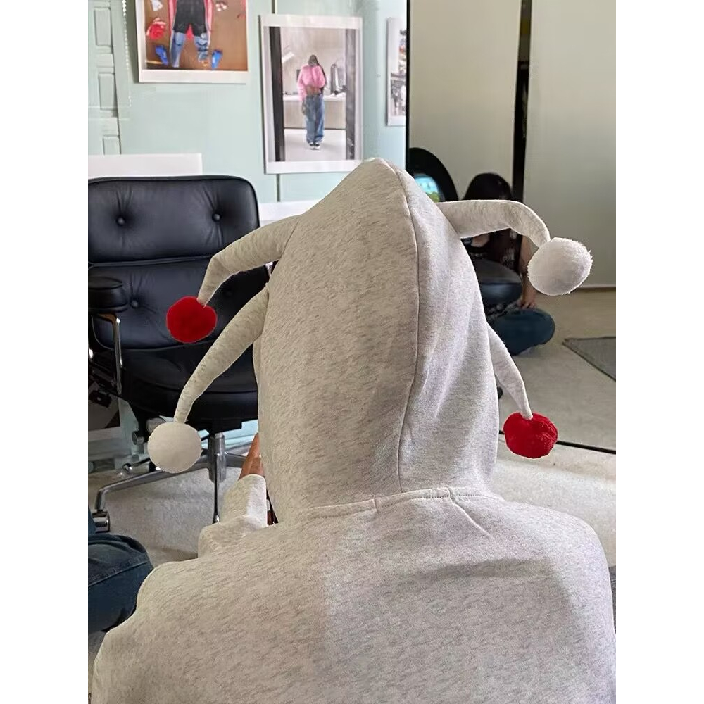 Ruo Bei  Xuan   Áo sweater Có Mũ Trùm In Hình Chú Hề Thiết Kế Mới Thời Trang Thu Đông Cho Nữ