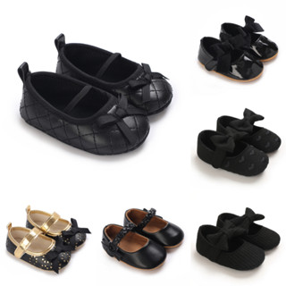 Đen Giày Búp Bê mary jane Dệt Kim Đính Nơ To Siêu Nhẹ Thời Trang Xuân Hè Cho Bé Gái Sơ Sinh