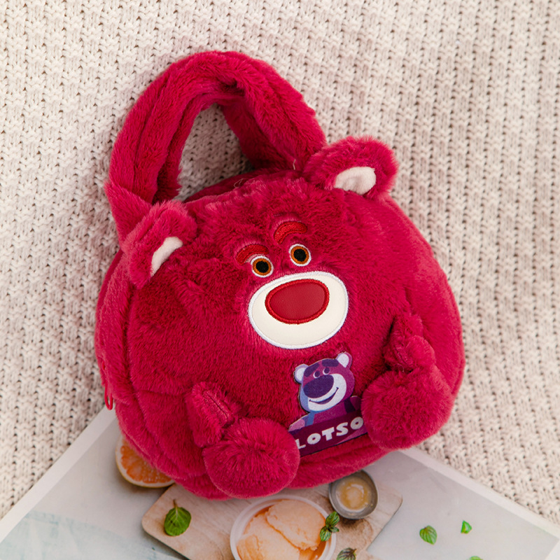 SUNNYCOLOR Túi Đeo Chéo Hình Gấu / Dâu Tây Bằng Lông Nhung Thời Trang Mùa Đông Mới 2023 Cho Nữ L21T079