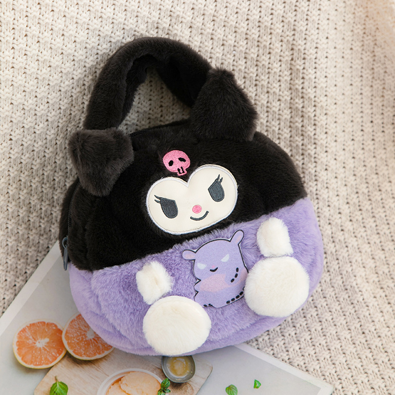 SUNNYCOLOR Túi Đeo Chéo Hình Gấu / Dâu Tây Bằng Lông Nhung Thời Trang Mùa Đông Mới 2023 Cho Nữ L21T079