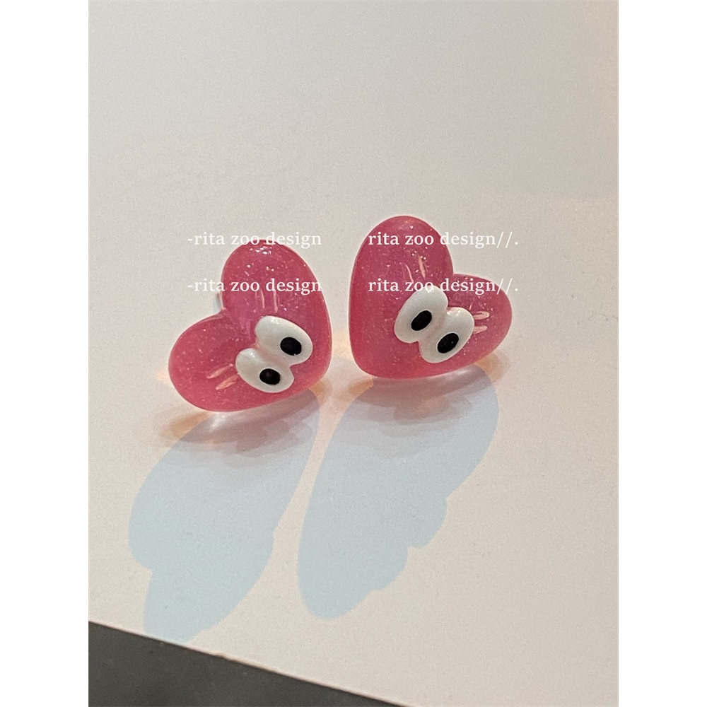 Bông Tai Trong Suốt Đính Kim Sa Hình Ngôi Sao Đám Mây Đôi Mắt To Dễ Thương 1k