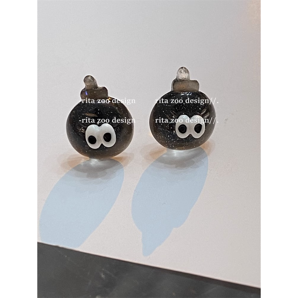 Bông Tai Trong Suốt Đính Kim Sa Hình Ngôi Sao Đám Mây Đôi Mắt To Dễ Thương 1k