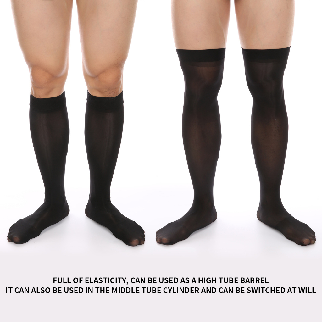 Vớ Dài Trung Bình Bằng Lụa Co Giãn Thoáng Khí Sáng Bóng Phong Cách Doanh Nhân Gợi Cảm Cho Nam