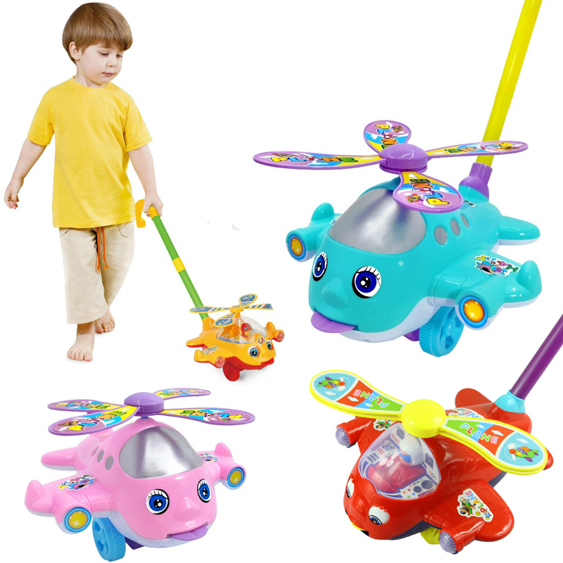 Gamma Baby-Cartoon airplane push pull activity walking toys with musical lights, early education lea